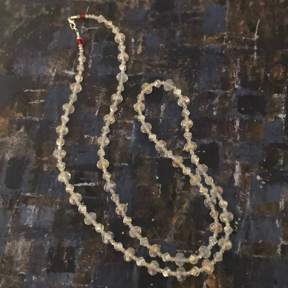 Handmade clear crystal necklace